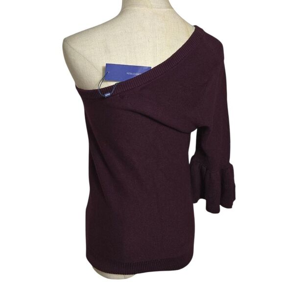 Rebecca Minkoff Deep Grape Purple Off-the-Shoulder Sweater NWT - Picture 4 of 7